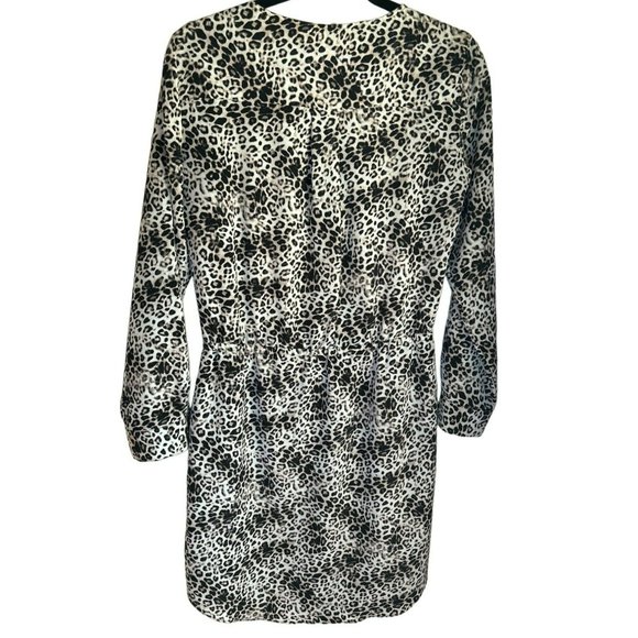 Vince Camuto Women's Leopard Print Drawstring Dress Size 4 Long Sleeve Scoop Hem - Picture 4 of 10